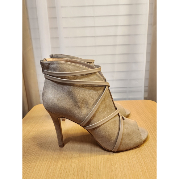Journee Collection Samara Peep Toe Stiletto Heel Sandals Bootie 10 M Taupe Khaki - Picture 10 of 15